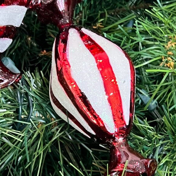 Large Mixed Glass Christmas Candy Peppermint Tree Ornaments Decor 4 Count - Picture 4 of 4